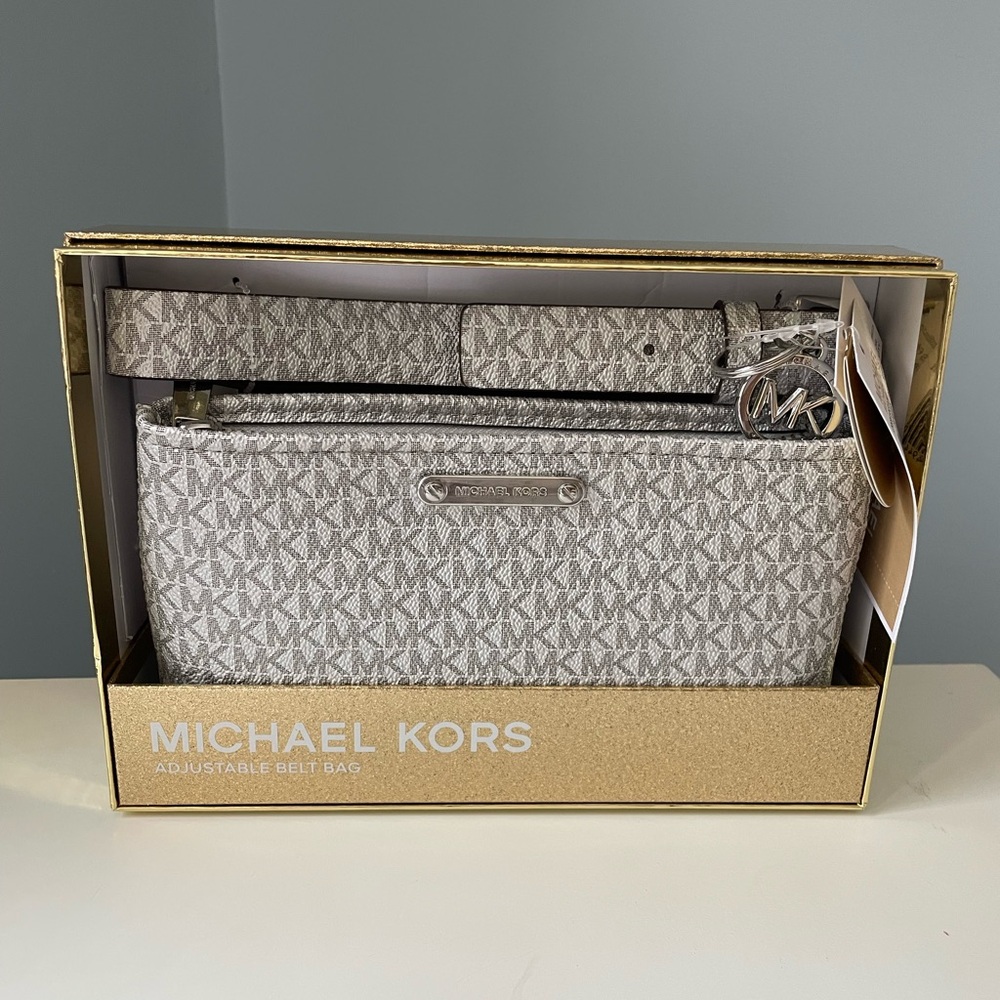 NWT MICHAEL MICHAEL KORS Metallic Silver Belt Bag